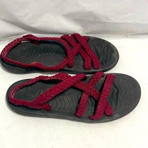 MEGNYA | Maroon Braided Rope Strap Sandals Size 11